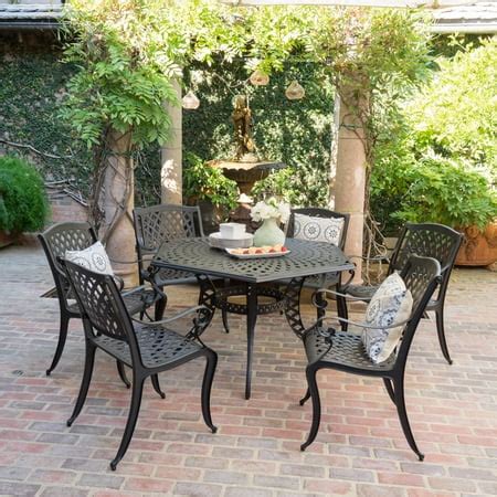 7-piece cast aluminum outdoor dining set|holliday 7 piece cast aluminum.